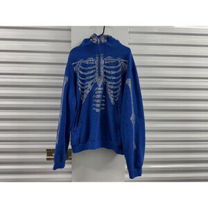 GUAPI OBSIDIAN BLACK SKELETON HALF ZIP HOODIE Blue Men Size XXXL